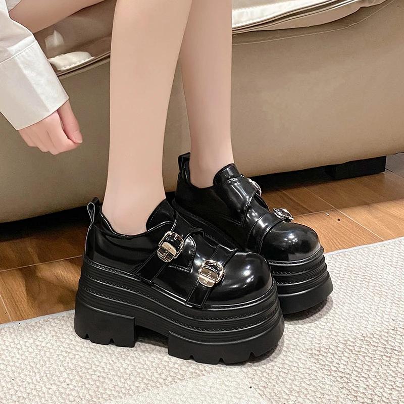 Fashion New Spring 10CM Platform Women Loafers Shoes Flats Casual Walking Shoes Woman 2025 Designer Leather Sneakers Mujer Zapatos Pumps
