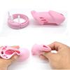 Pink Soft Silicone Male Chastity Cage Device Small/Large Lockable Ring Sex Toys with 5 Cock Ring Penis Sleeve for Men BDSM