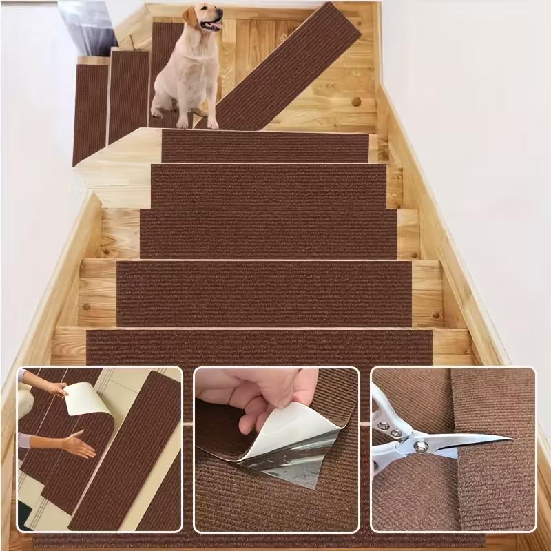 1PC 20x80cm Non-Slip Carpet Stair Treads Non-Skid Safet Rug Slip Resistant Indoor Runner for with Reusable Adhesive - Gray - Car