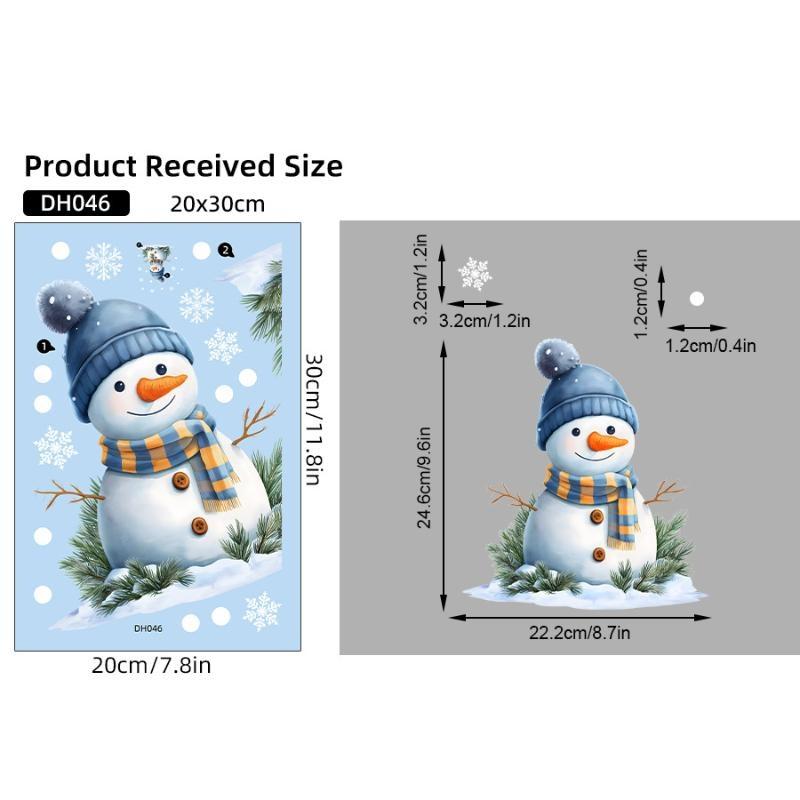 Christmas Robin Window Stickers Snowflake Winter Pattern Removable for Xmas Family Party Indoor Glass Decor