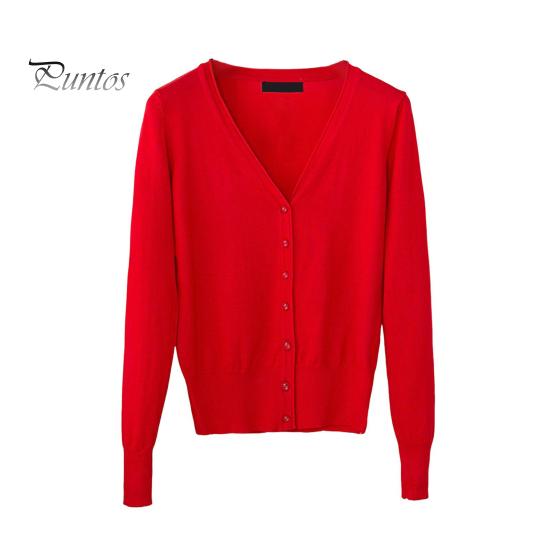 

Женское вязаное пальто с V-образным вырезом, длинным рукавом, однобортный свитер, однотонный, с ребристым подолом, мягкий теплый свитер, кардиган L красный