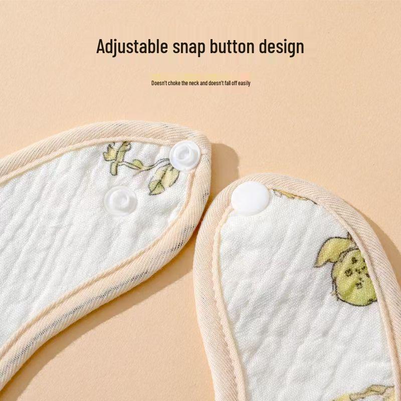 Waterproof U-Shaped Cartoon Baby Drool Bib - Pure Cotton Feeding Bib for Newborns