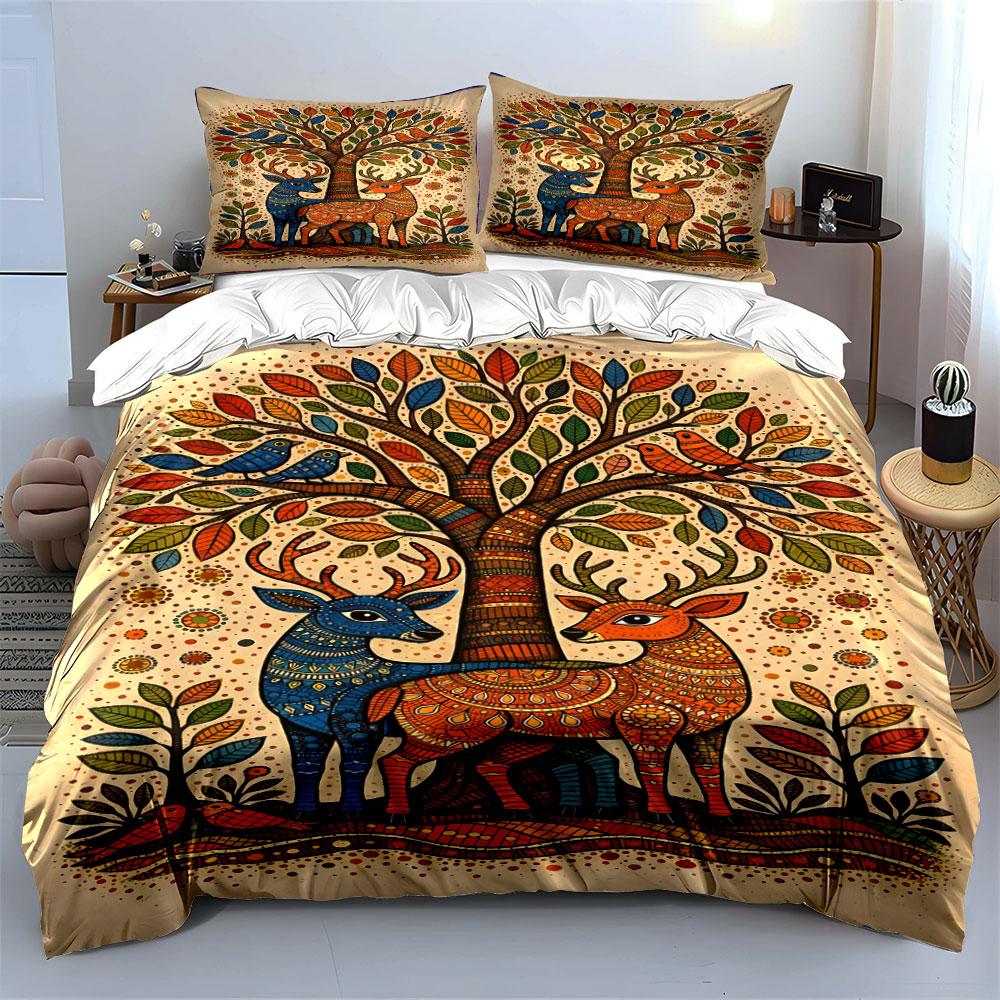 Colorful Tree and Deer. Bedding Sets Duvet Cover Sets Duvet Covers Pillowcases(1 * Duvet Cover 2 * Pillowcases Without Duvet Insert)