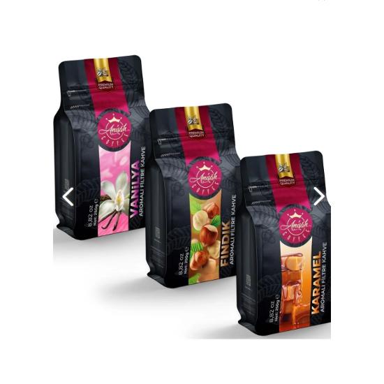 

Aromalı Filtre Kahve Set 3 X 250 Gram Fındık Vanilya Karamel