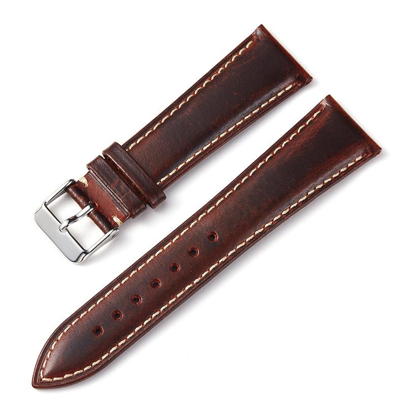 Vintage Oil Wax Watch Strap 18mm 19mm 20mm 21mm 22mm Universal Head Layer Cowhide Watchband Accessories Pin Buckle