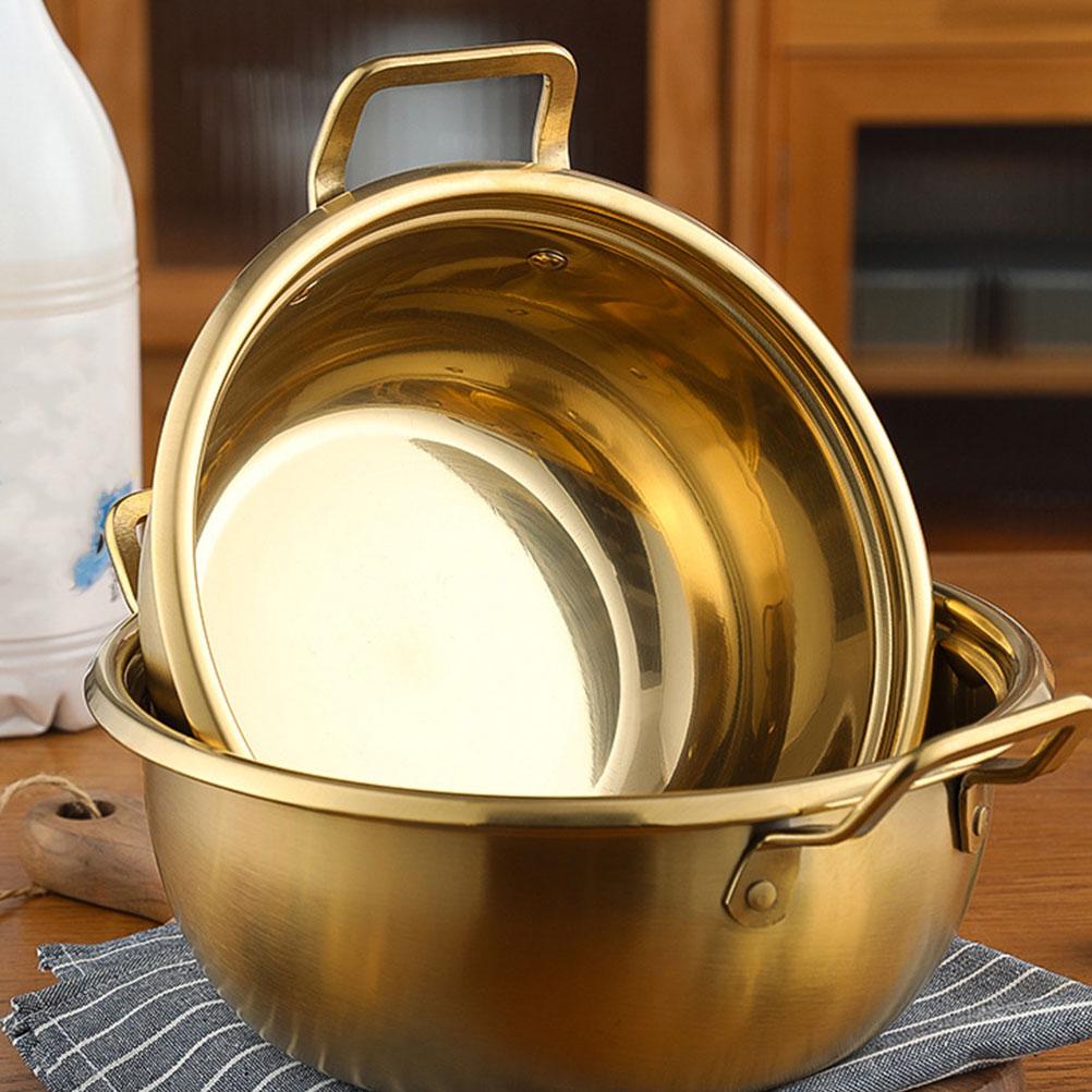Stainless Steel Soup Pot Korean Ramen Noodle Saucepan Pots for Cooking with Cover
