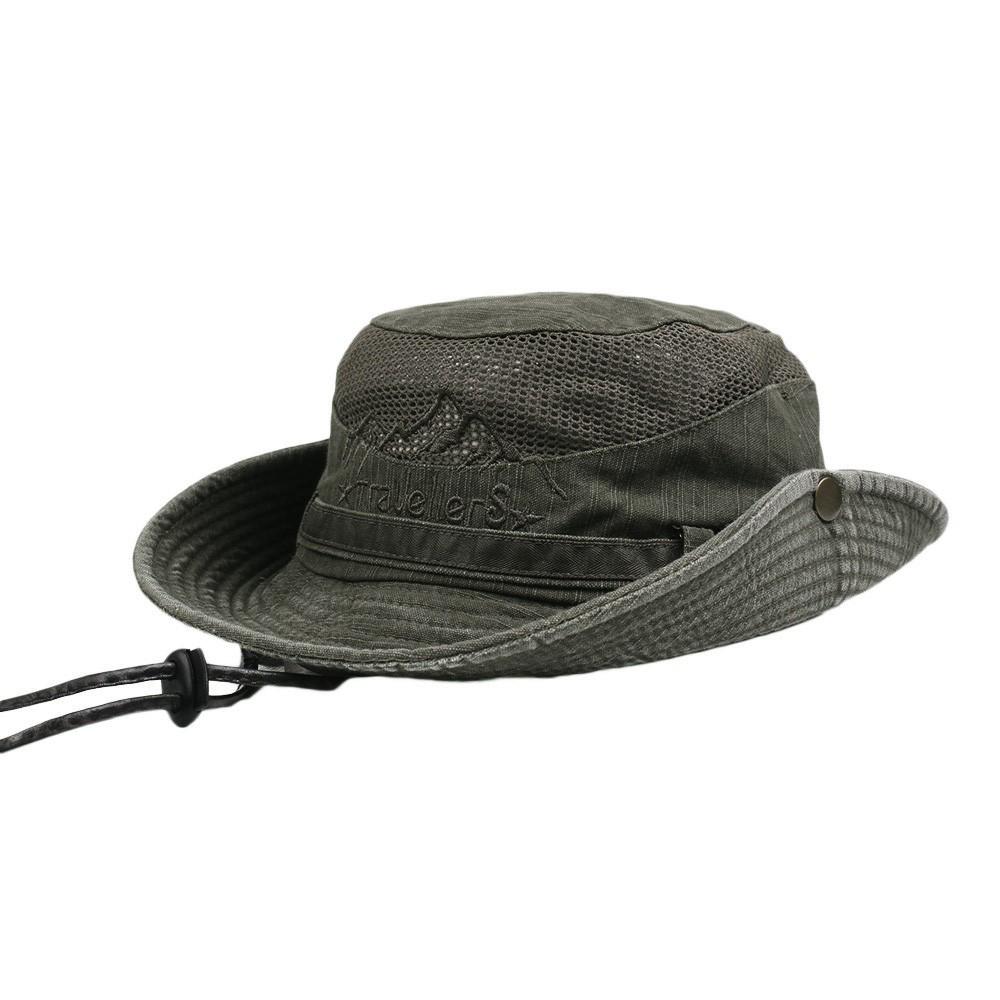 Wide Brim Outdoor Sun Protection Hat with Mesh Ventilation and Adjustable Chin Strap for Men and Women Camping Hiking