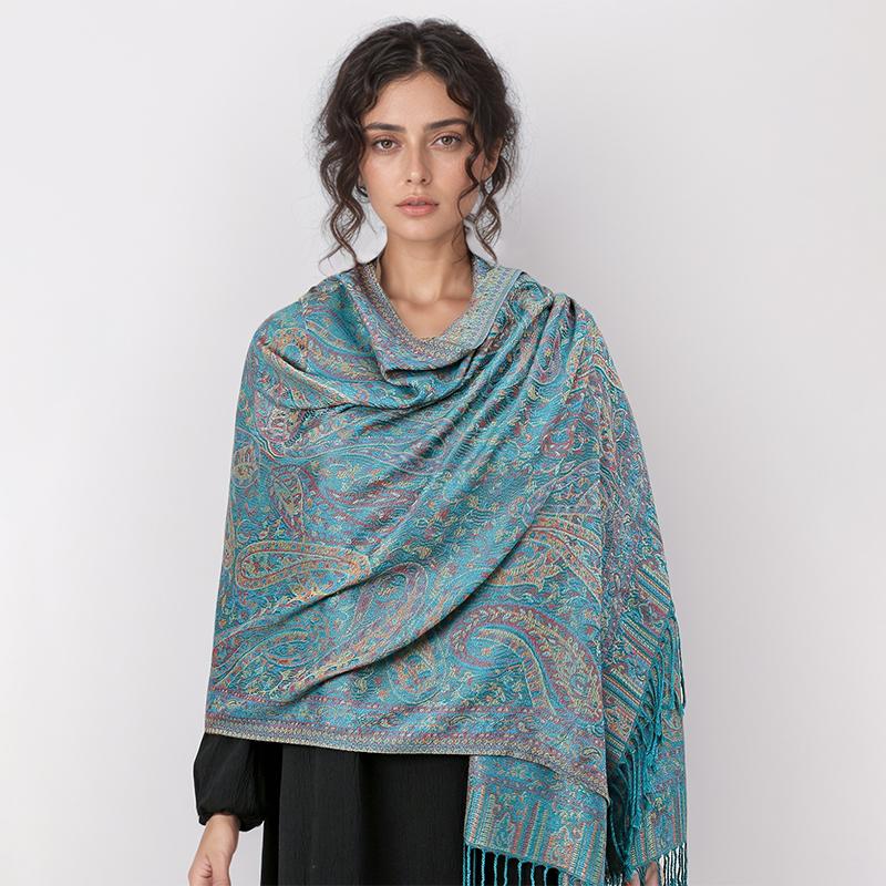 Women Paisley Scarf Cashmere Feeling Pashmina Shawls Tassel Hijab Head Wraps Femme Winter Scarves Foulard Bufanda 2024