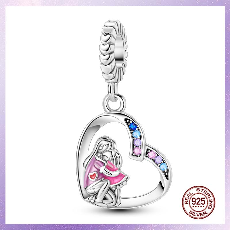 Purple Charms Copper Fit Original Pendant Bracelet Butterfly Glass Heart Feather Clip Charm Dangle Luminous Bead Diy Jewelry