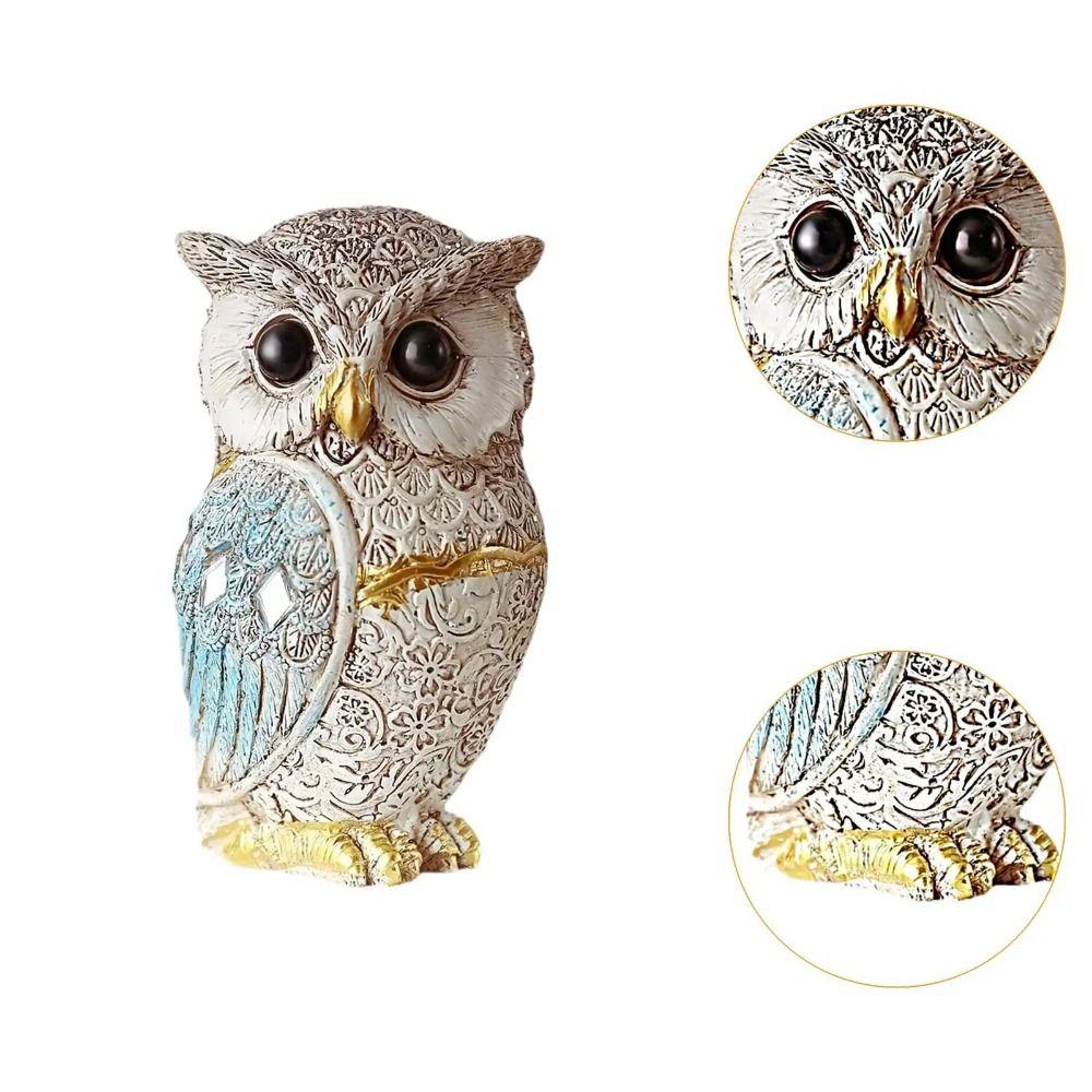 Resin Animal Sculpture Vivid Desktop Ornament Creative Owl Statue  Office