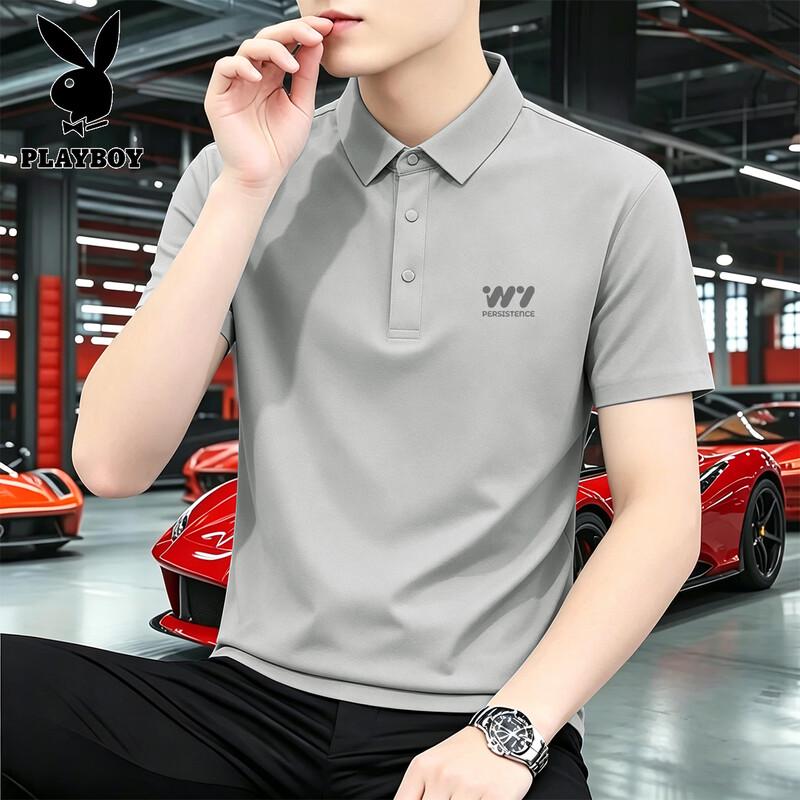 PLAYBOY Men s Quick-Dry Breathable Ice Silk Polo Shirt M фото
