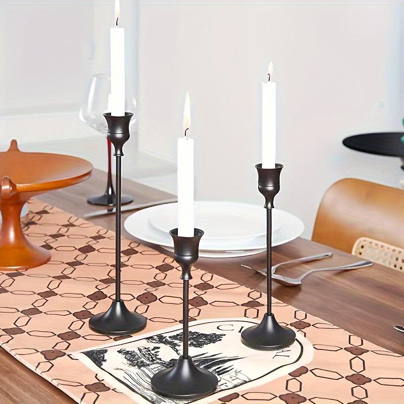 Three Metal Candle Holders, Suitable for Dinner, Wedding Anniversaries, and Birthday Table Accessories (excluding Candles)