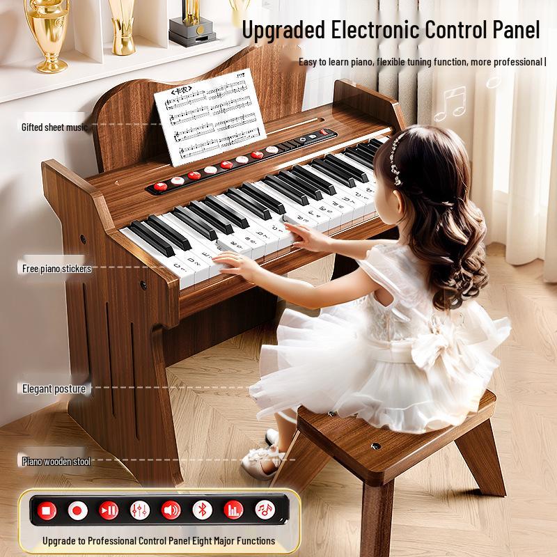 Children's Wooden Toy Piano: Beginner Electronic Keyboard for Boys & Girls, Infants, Toddlers - Ideal Birthday Gift.