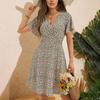 Women's Casual Deep V Floral Print Dress for Summer Daily Wear