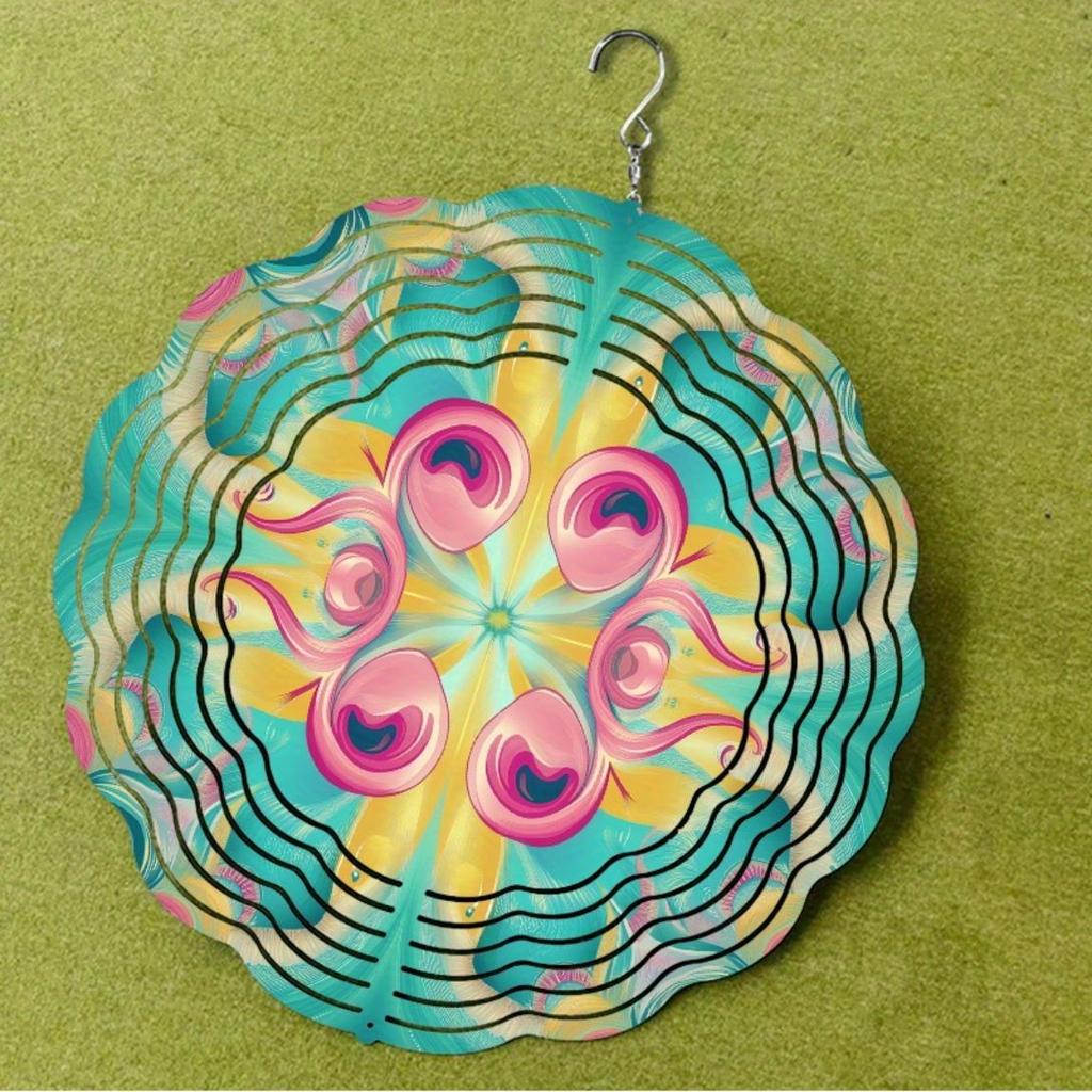 360 Grad Drehhaken 10 Zoll Drehendes Metall-Windspiel Lebhaft Mehrfarbig Außendekoration für Garten Balkon Alle Jahreszeiten Geschenk