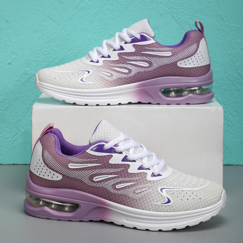 Running Women's Shoes Air Cushion Shock Absorption Running Shoes Summer Hollow Mesh Breathable Sports Lightweight Soft-soled Mot