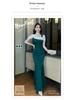 Elegant Low-Cut Slim Fit Nightclub Evening Gown A717