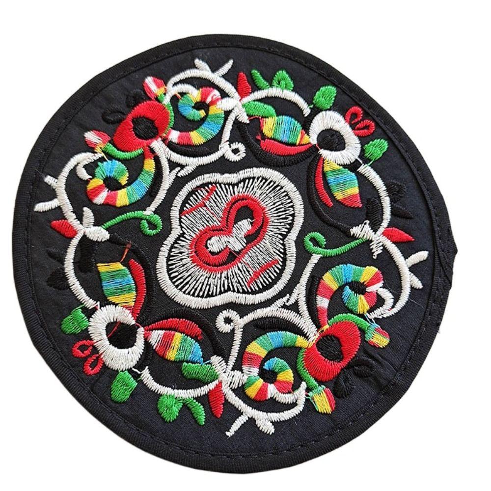 Vintage Embroidery Round Coasters Ethnic Floral Teacup Insulation Pads Placemats Anti-Skid Dining Table Mat