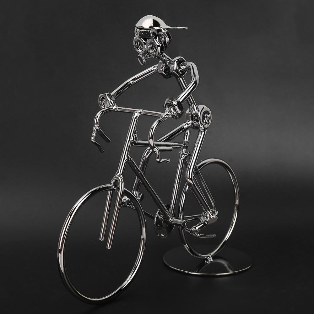 Metal Construction Bicycle Rider Model Abstract Desktop Bicycle Decor  Desktop Decoration