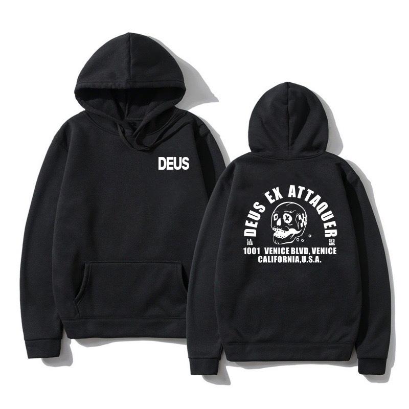 DEUS EX MACHINA New Autumn and Winter Letter Printed Men's Hooded Loose and Versatile Sports Shirt with Pullover Men's Top Hoodi