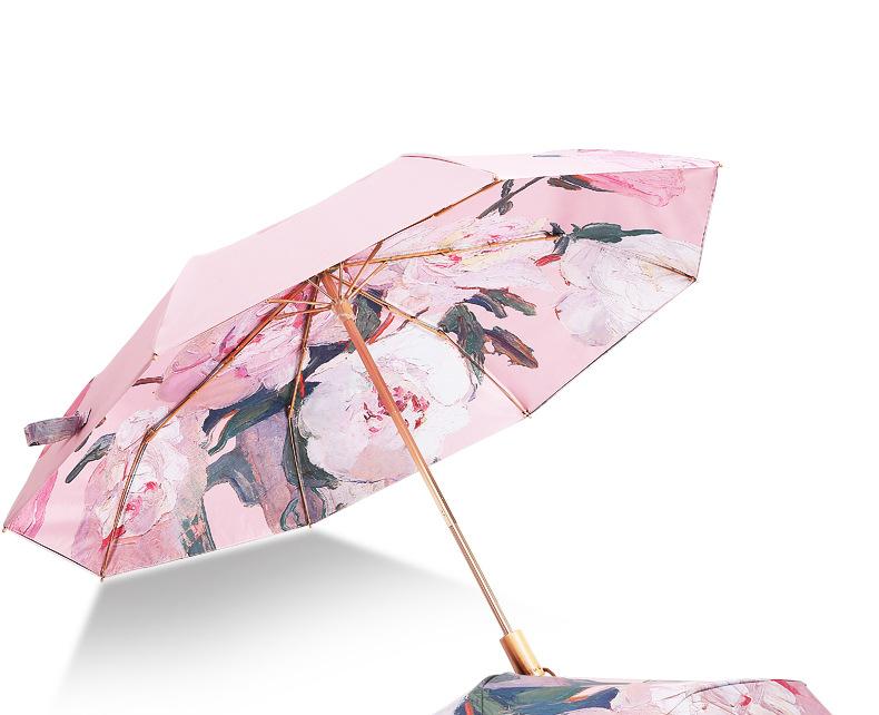 New Hand-opened Two-color Double-sided Vinyl Color Umbrella Three-fold Sunscreen Umbrella for Both Weather and Rain