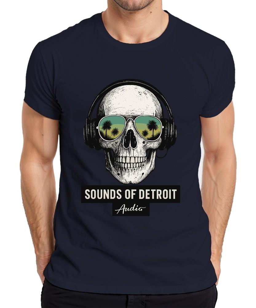 Sounds Of Detroit Audio Skull Headphones Techno Dj Retro Club Unisexs Tshirt S