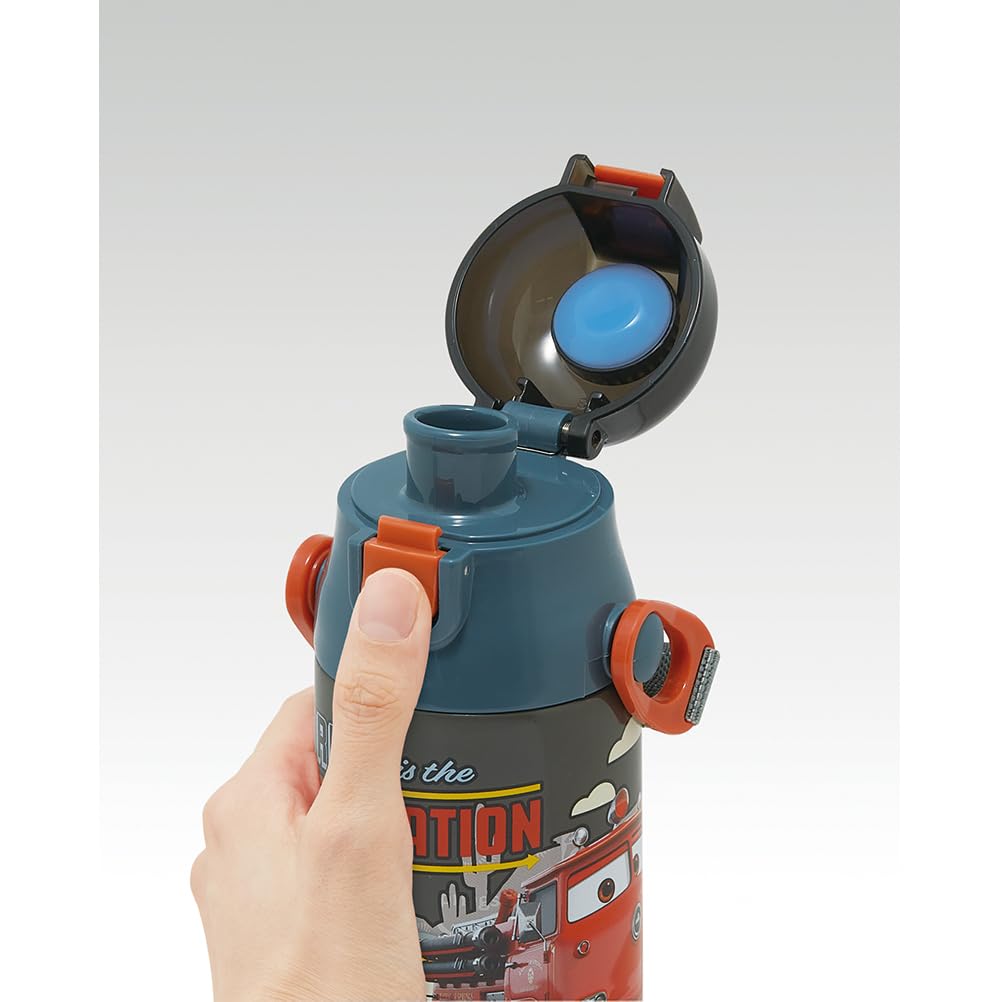 Skater Kids' 2-Way Stainless Steel Water Bottle, 580ml (Direct Drink) or 570ml (Cup Drink), Disney Cars 24 Design, Lightweight and Child-Friendly,