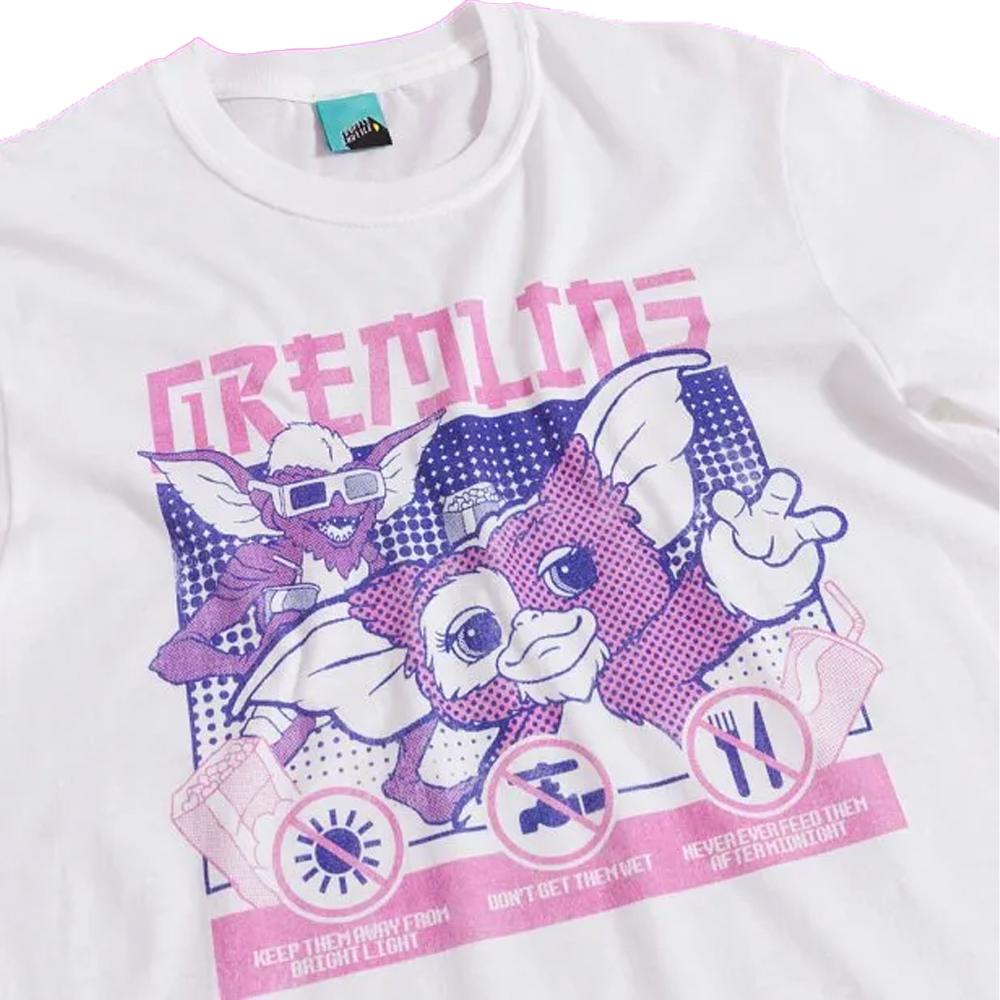 Gremlins Unisex Adult Cyber Stripe & Gizmo T-Shirt