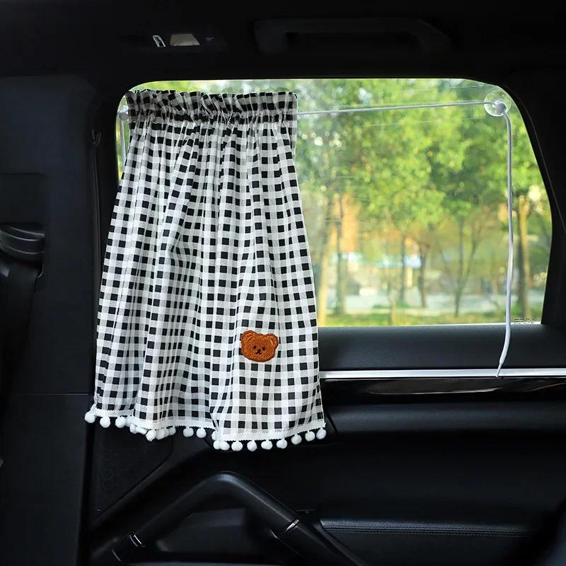 1PC Universal Car Sun Shade Curtains Cute Cartoon Bear Car Styling Rear Side Window Windshield Sunshade Protect Window Curtains