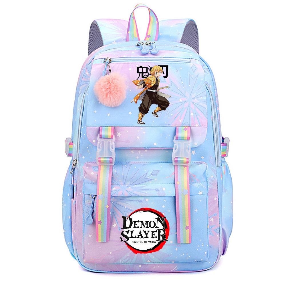 Roztomilý anime batoh s potiskem Demon Slayer pro dospívajícího studenta Školní taška Velkokapacitní Vodotěsná Cestovní taška Dárek