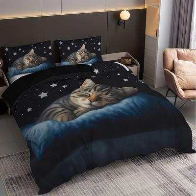 3-teiliges Bettwäscheset mit Schlafmuster, 1*Bettbezug+2*Kissenbezug, geeignet für King-Bett, Einzelbett für alle Jahreszeiten