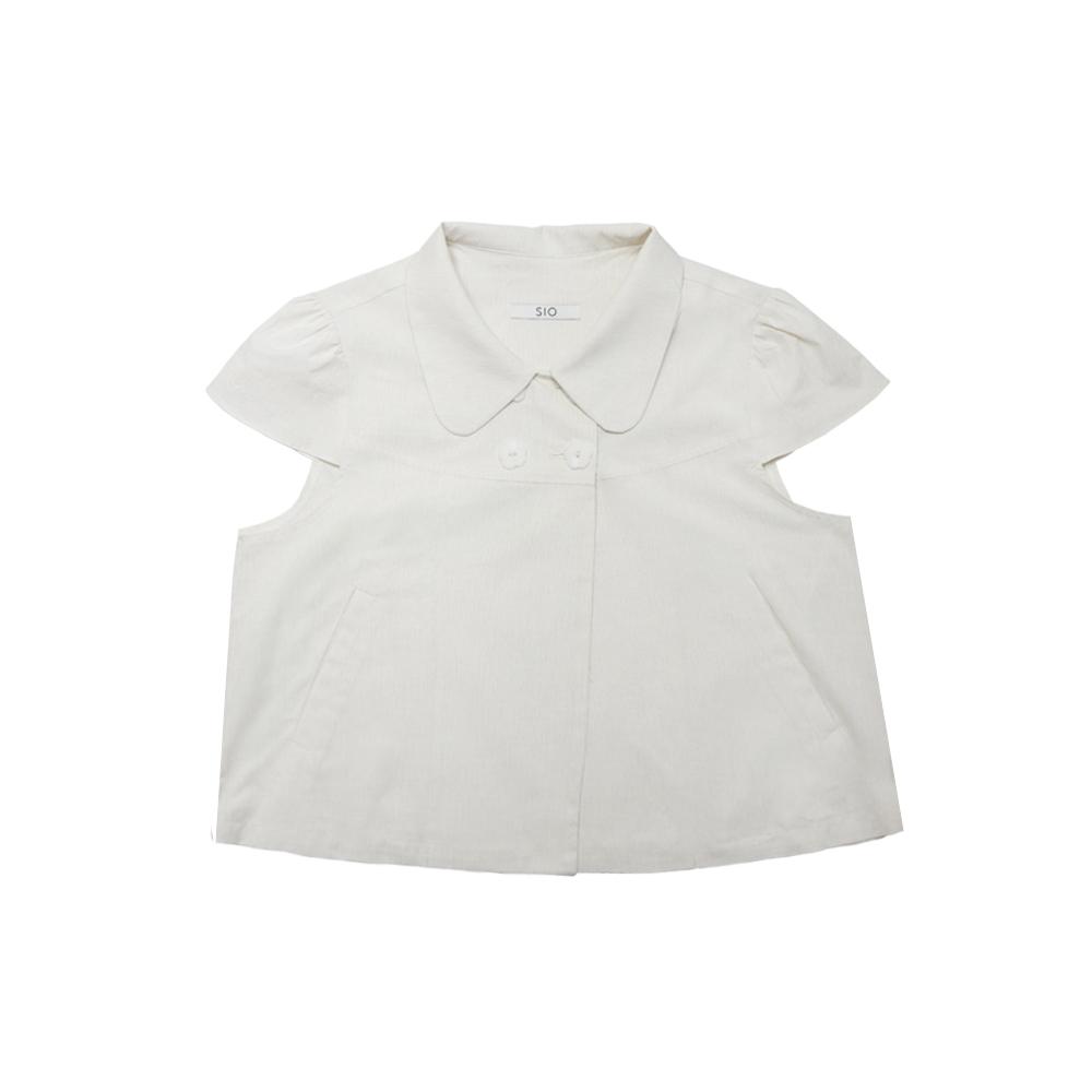 Sio 4-Button Crop Shirt [White] Free/Free