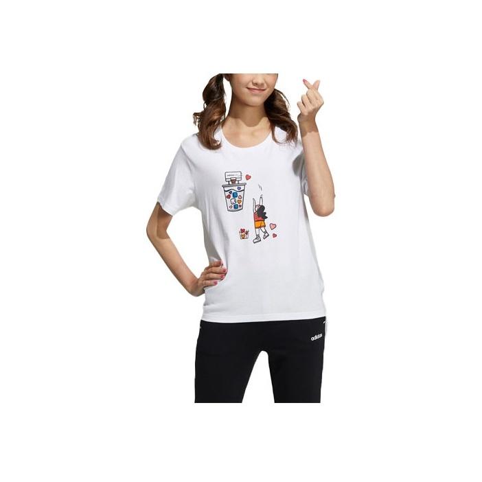 

Adidas Neo Fun Print Casual Sports Round Neck Short Sleeve T-Shirt Women White HC3835 M