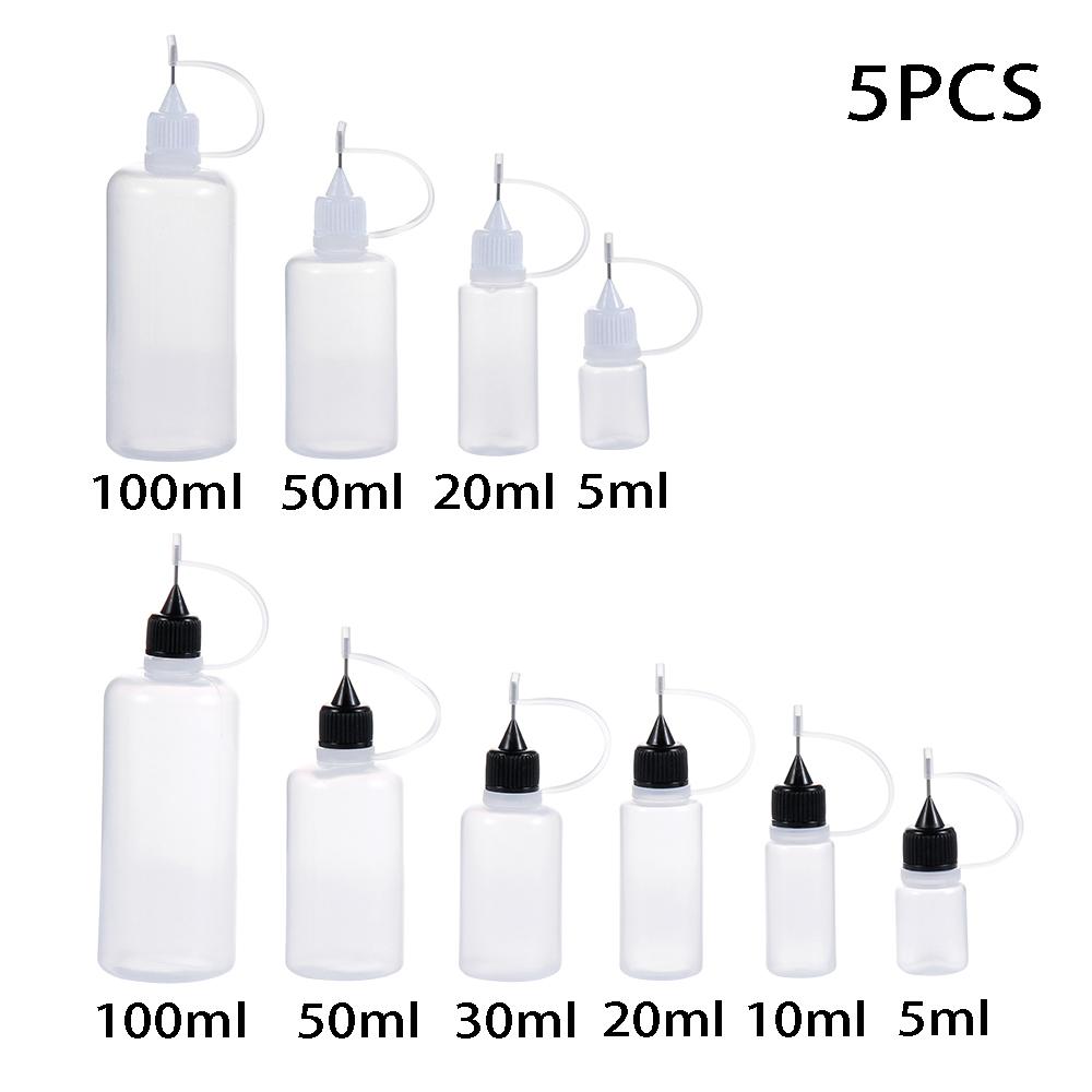 5pcs 5/10/20/30/50/100ML DIY Scrapbooking Paper Craft Tool Glue Applicator Needle Squeeze Bottle for Paper Quilling DIY Tool