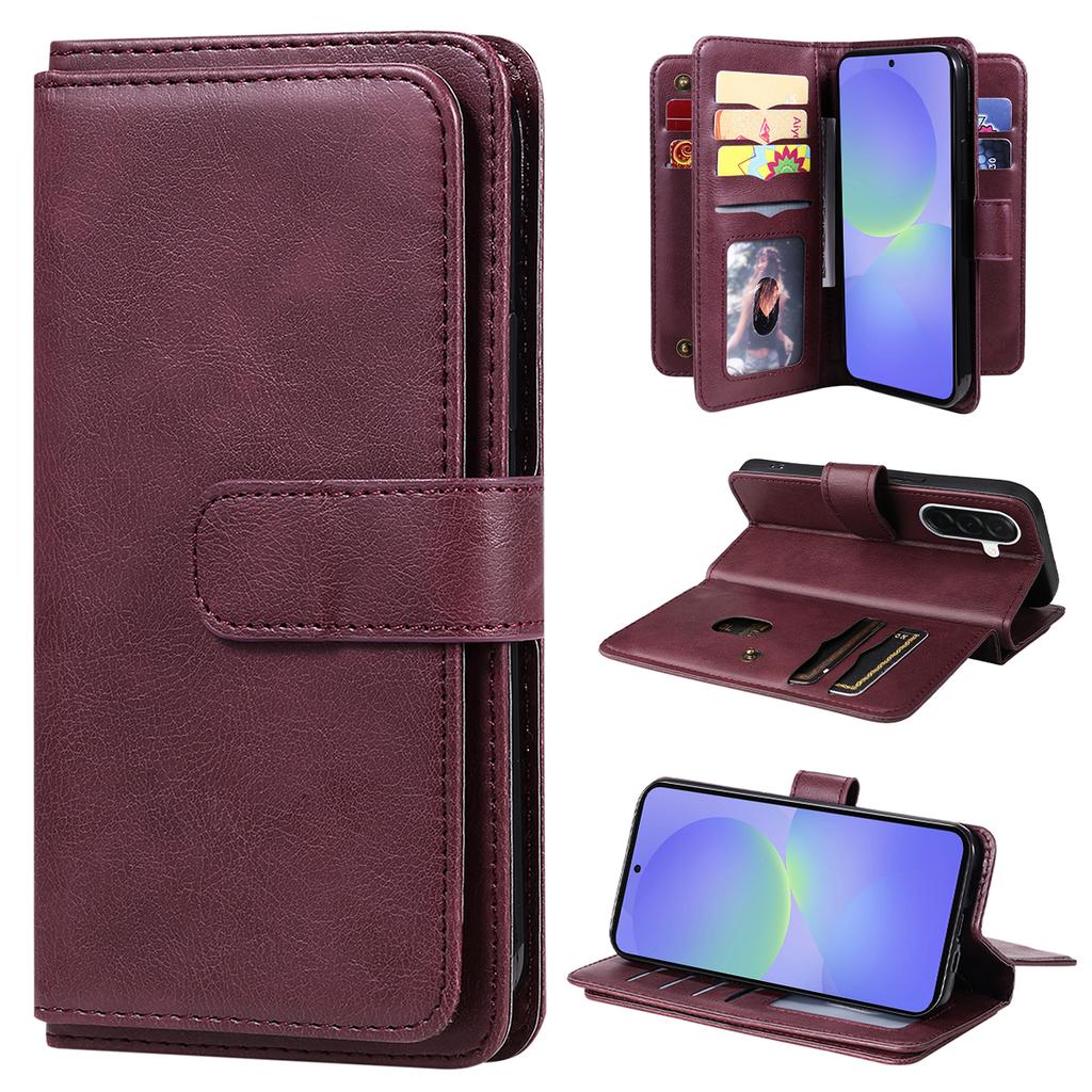 For Samsung Galaxy A37 5G Leather Case with 10 Card Holder Phone Cover Stand