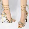 Fashion Luxury Best - Selling Strappy High Heel Sandals, Rhinestone - Embellished, Glam Evening Party Vibe, Ideal for Formal Occasions