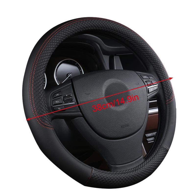 Car Steering Wheel Protective Cover Universal Breathable Elastic Band Anti Slip Pu Leather Steering Covers Suitable 38Cm U-60