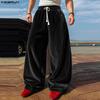 INCERUN Men Casual Elastic Waist Autumn Winter Velvet Long Pants Trousers