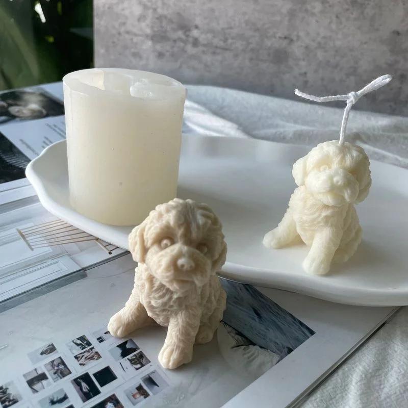 Søt Hund Lysform Dyr Teddy Valper Soyavoks Silikonform Valp Hundelsker Hjemmedekor Julegave Håndverksutstyr