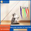 Retractable Three-Section Cat Teaser with Colorful Feather and Carbon Fiber Elastic Rod