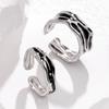 Paarring Dünn Verstellbar Offener Ring Edelstahlstruktur Minimalistisches Geometrisches Design Fingerring Schmuck Geschenk