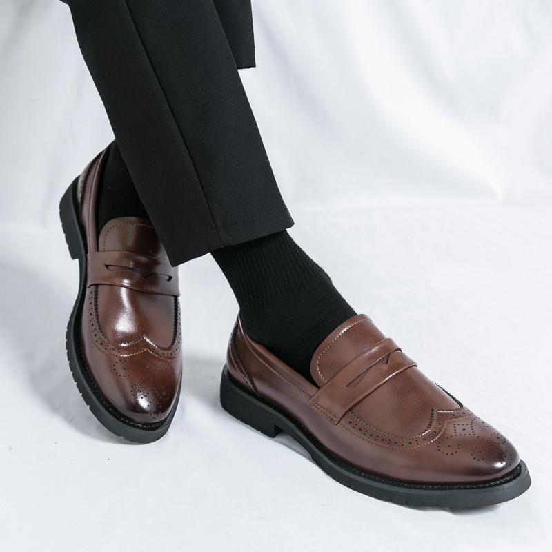 Men Loafers Street Style Brogue Classic Shoes Formal Business Wedding Dress Prom Blazers Tuxedo Party Shoes Large Size