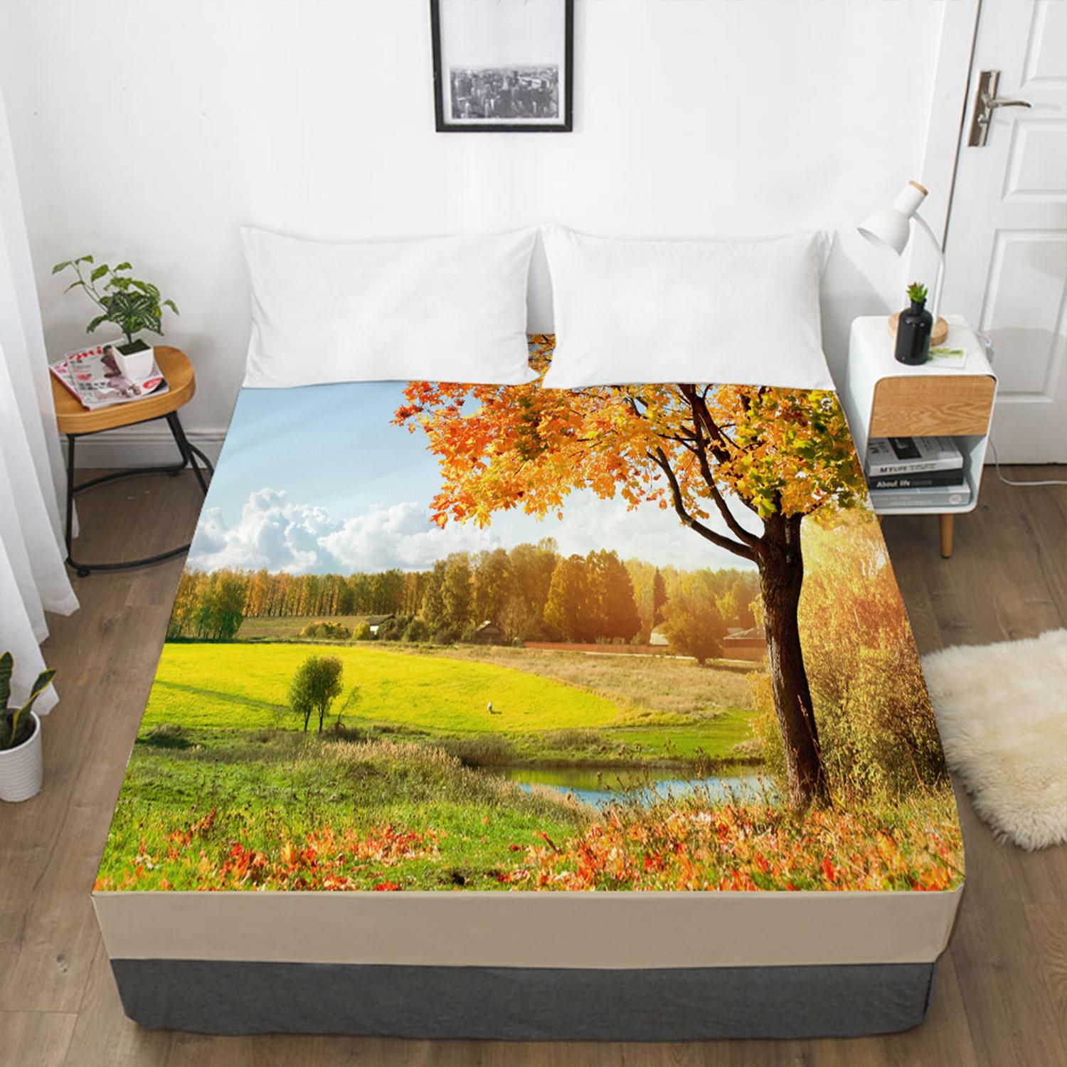 

Модный пейзаж 3D-принт узор простыня на резинке чехол для матраса простыня постельное белье 120x200 3pcs