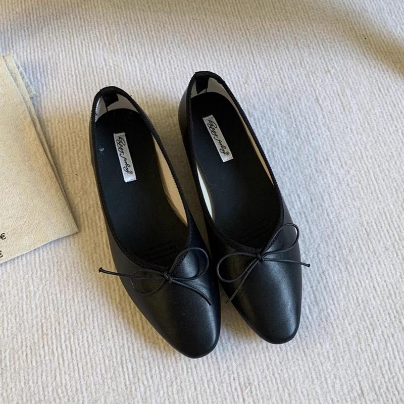 Fashion SUOJIALUN 2025 Spring New Women Flat Shoes Fashion Round Toe Bow-knot Slip On Ladies Ballerina Soft Flat Heel Dress Boat Shoes