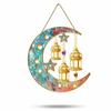 Gold-Tone Moon Hanging Ornament with Lanterns Vibrant Suncatcher