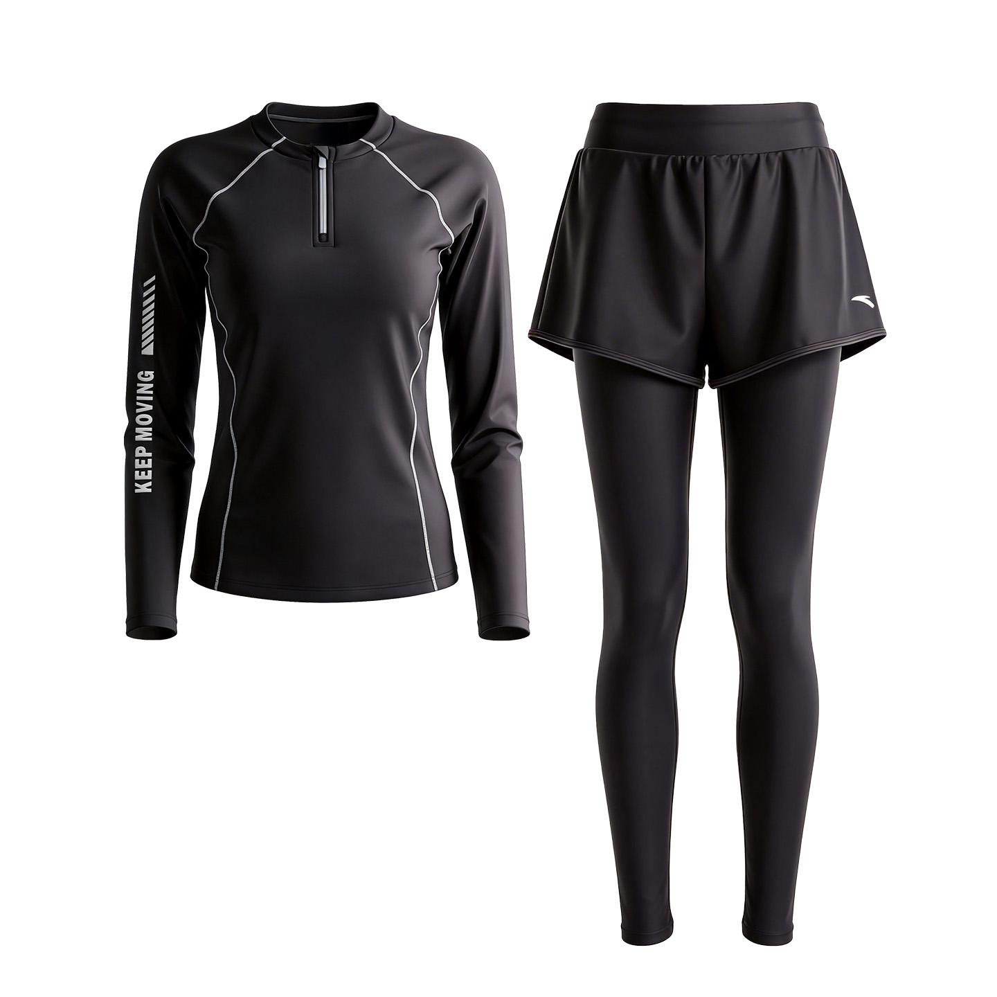 

Anta High Elastic Fabric Slim Fit Sun Protection Long Sleeve Two Piece Swimsuit Women swimwear 1826332420 XXXL