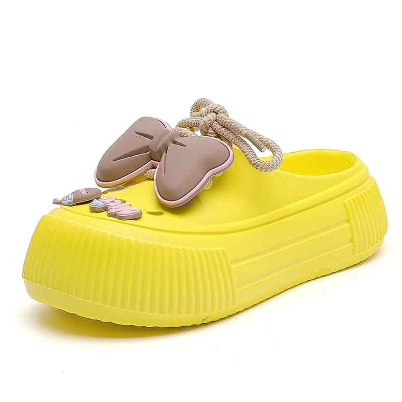 Merk sommer tråkker i dritt jente søte hullsko kvinner kan bruke supertykke kule tøfler om sommeren