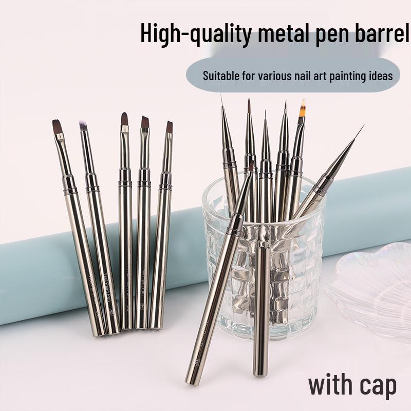 Gunmetal Nail Art Brush Set for Painting, Line Drawing, and Gradient Designs