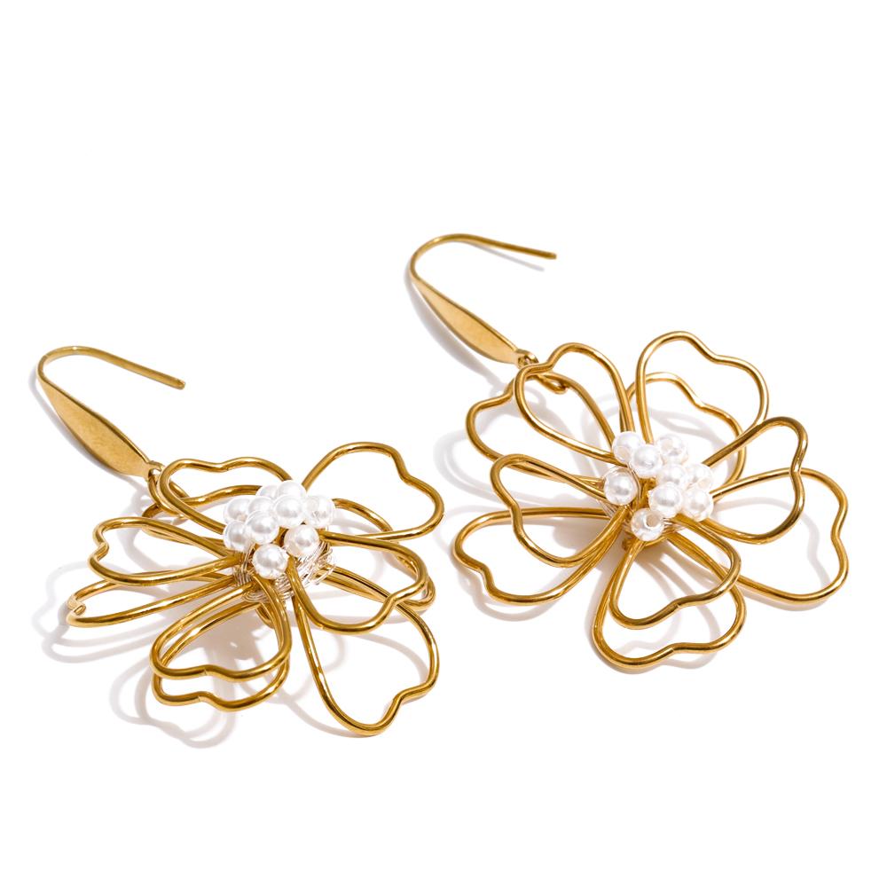 

Eetit Водонепроницаемые Серьги-цветы из нержавеющей стали ручной работы Модные экологичные украшения 2025 золотой