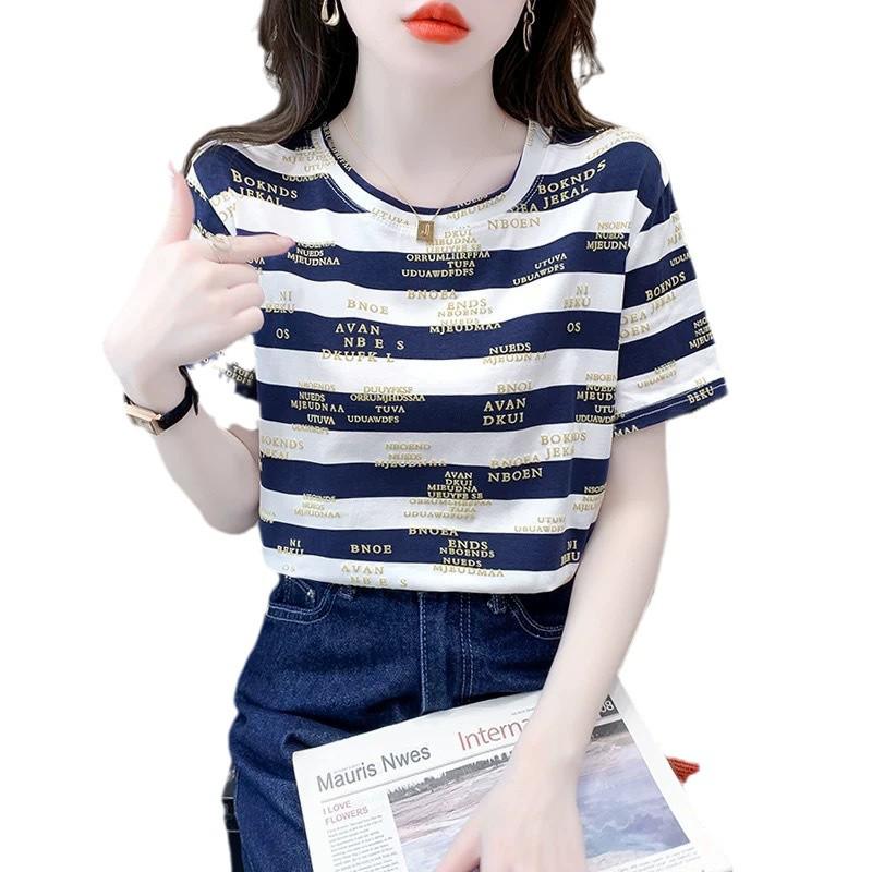 Women's White Short Sleeve Loose Fit Summer T-shirt - Plus Size, Slimming, Straight Shoulder Design